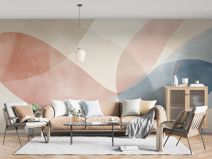 Modern Flow – Selbstklebende Tapete mit Wellenstruktur in Rosé und Blau