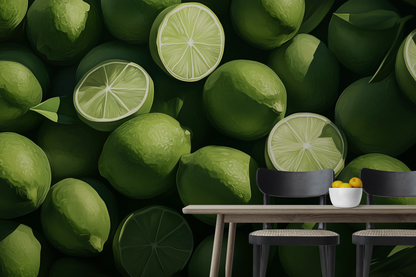 Lime Garden – Frische Digitaltapete mit Limettenmotiv für Küche & Wohnbereich