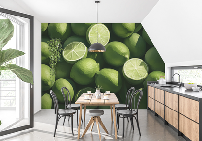 Lime Garden – Frische Digitaltapete mit Limettenmotiv für Küche & Wohnbereich