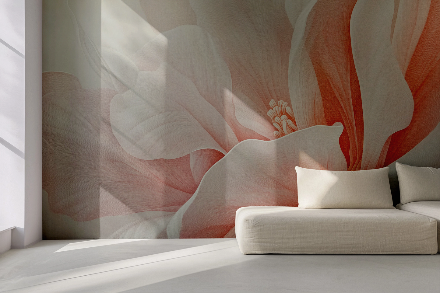 Blush Blossom  – Florale Digitaltapete in Rosé & Naturtönen auf Vlies