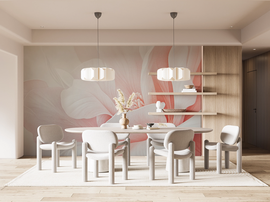 Blush Blossom  – Florale Digitaltapete in Rosé & Naturtönen auf Vlies