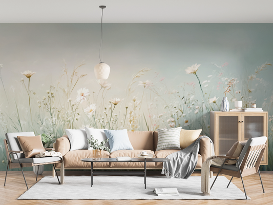 Wiesentraum – Digitale Tapete mit Sommerwiese in Pastell