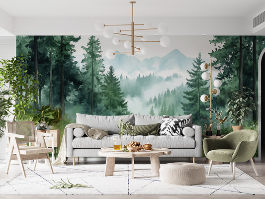 Waldpfad – Waldtapete mit mystischer Aquarellszene