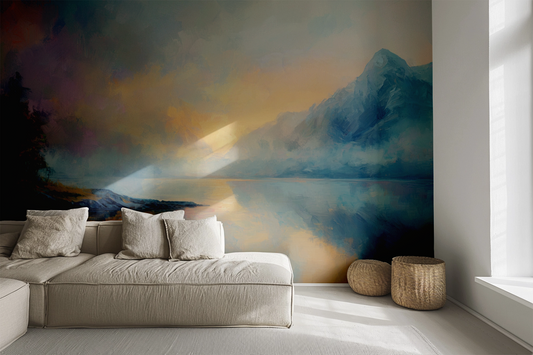 Nordlichtklang – Digitales Wandbild mit Fjordlandschaft