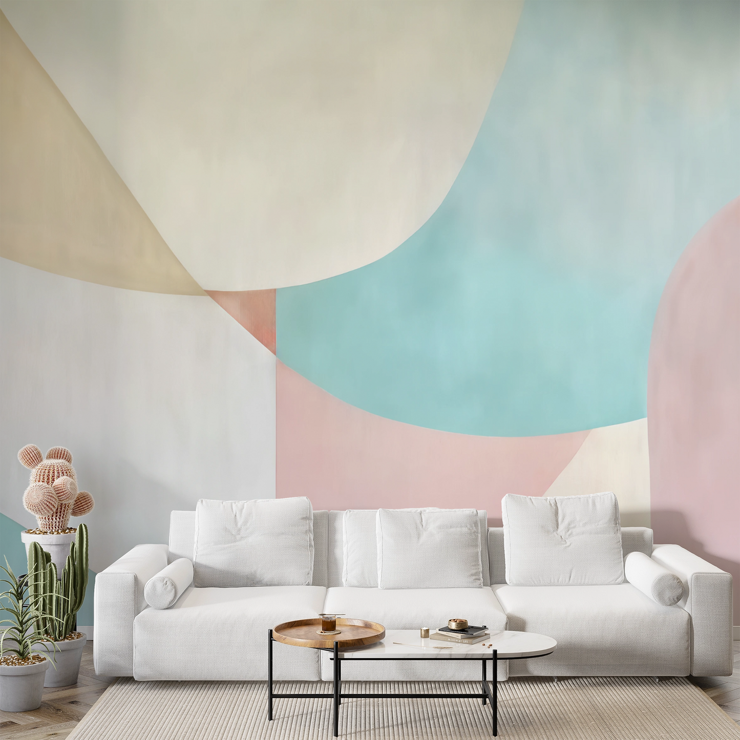 Soft Geometry – Selbstklebende Digitaltapete mit organischer Formensprache