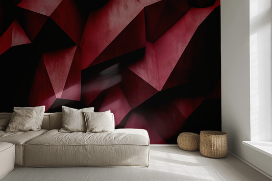 Crimson Structure – Selbstklebende Fototapete mit 3D-Effekt in Burgunderrot