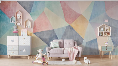 Pastellmosaik – Selbstklebende Tapete in Aquarell-Optik mit geometrischer Leichtigkeit