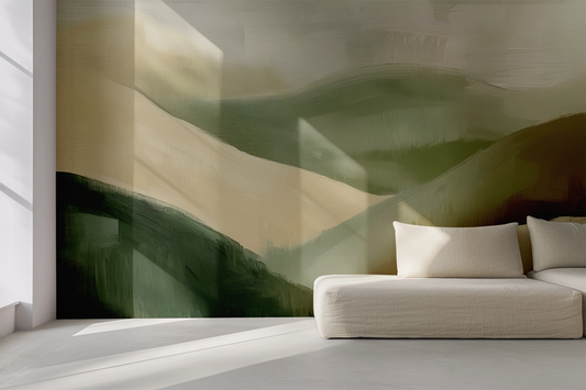 Serra – Selbstklebende Design-Tapete mit abstrakter Landschaft in Naturtönen