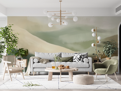 Serra – Selbstklebende Design-Tapete mit abstrakter Landschaft in Naturtönen