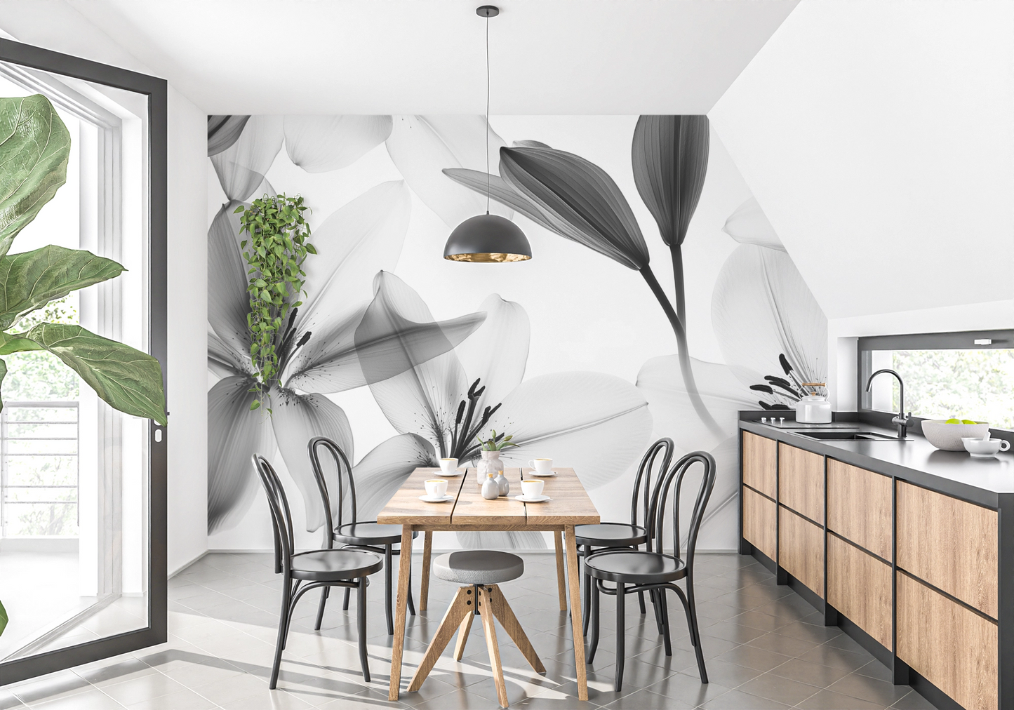 Lily Noir – Selbstklebende Tapete | Wall of Nova