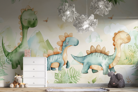 Dino-Tapete Kinderzimmer – Selbstklebende Tapete | Wall of Nova