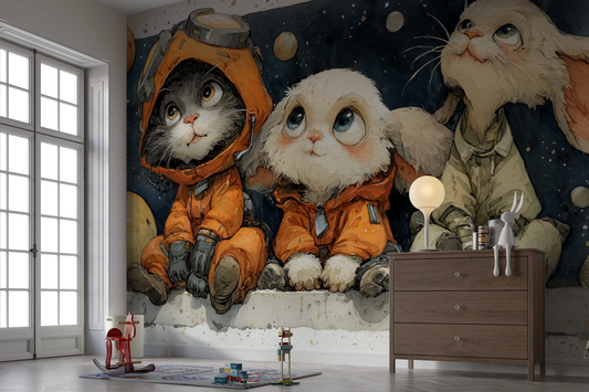 Cosmo Crew – Digitale Kindertapete mit tierischer Astronautenbande