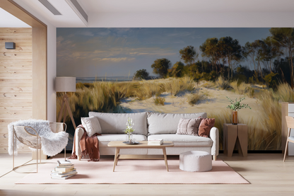 Natur Wandbild mit Dünen, Gräsern und Küstenlandschaft – selbstklebendes Vlies, ruhiges Wanddesign von Wall of Nova