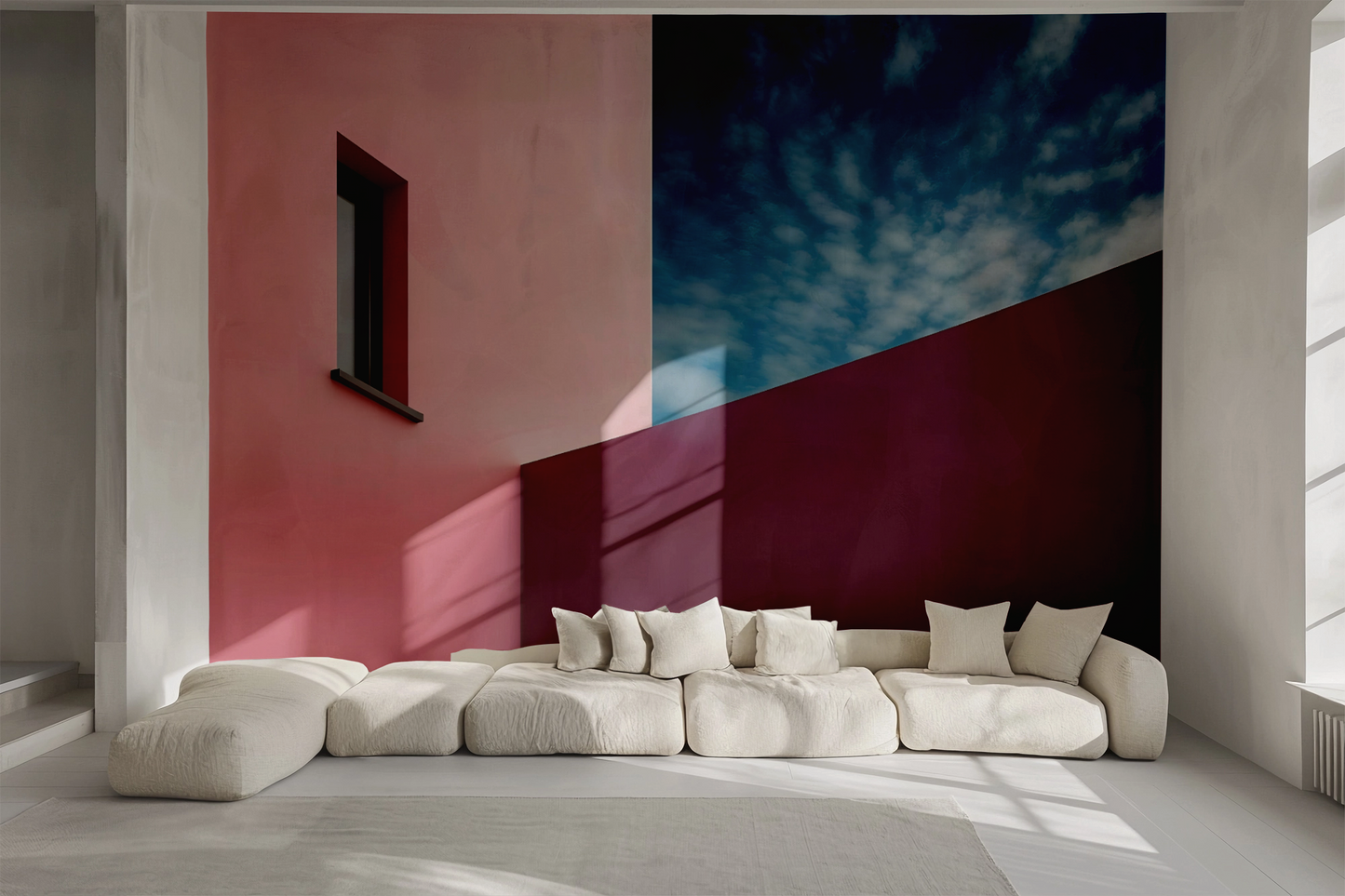 Urbanes Lichtspiel – Moderne Fototapete mit architektonischer Eleganz und Farbtiefe