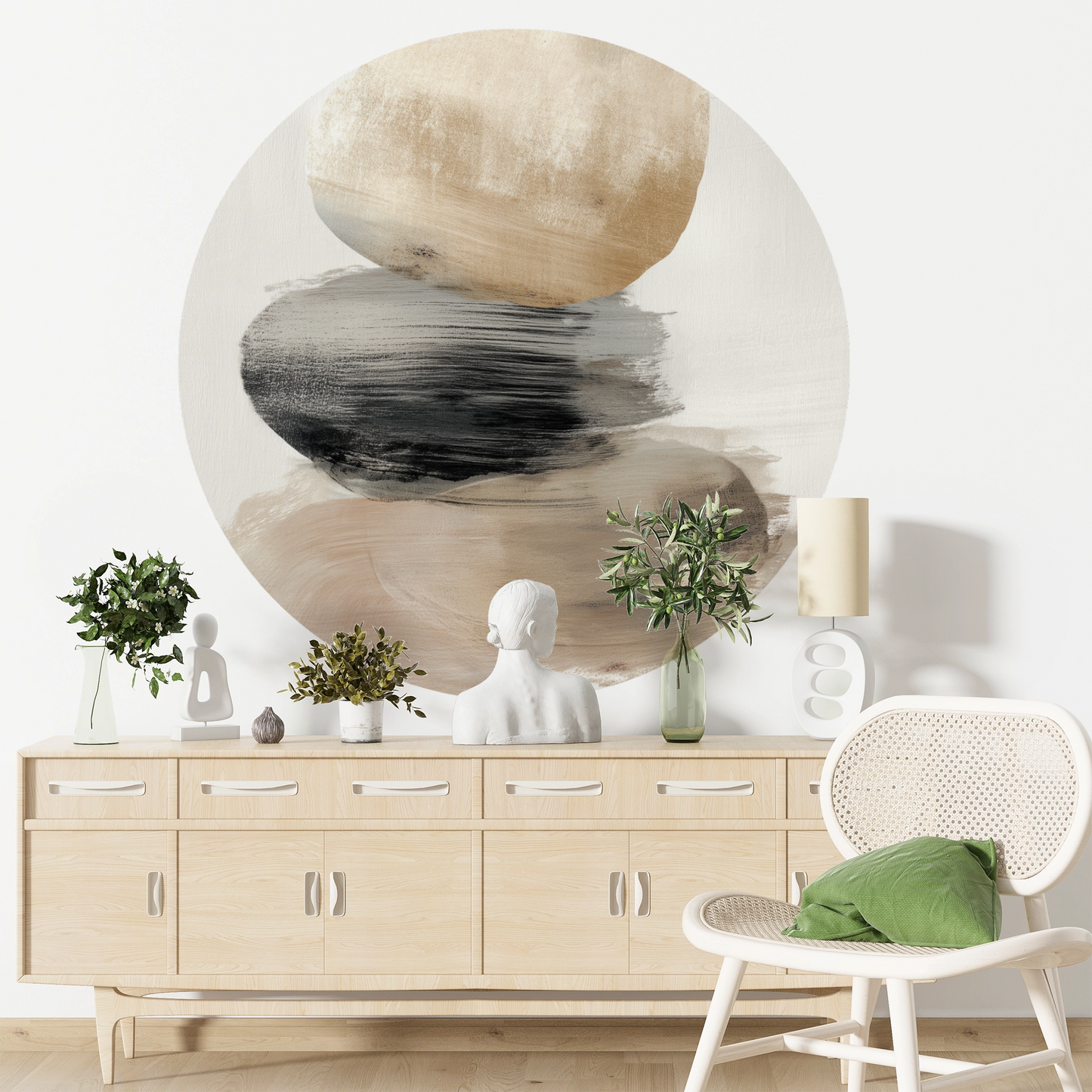 Wandsticker selbstklebend „Dot“ – Abstraktes Japandi Design im Wabi-Sabi Stil  | Wall of Nova