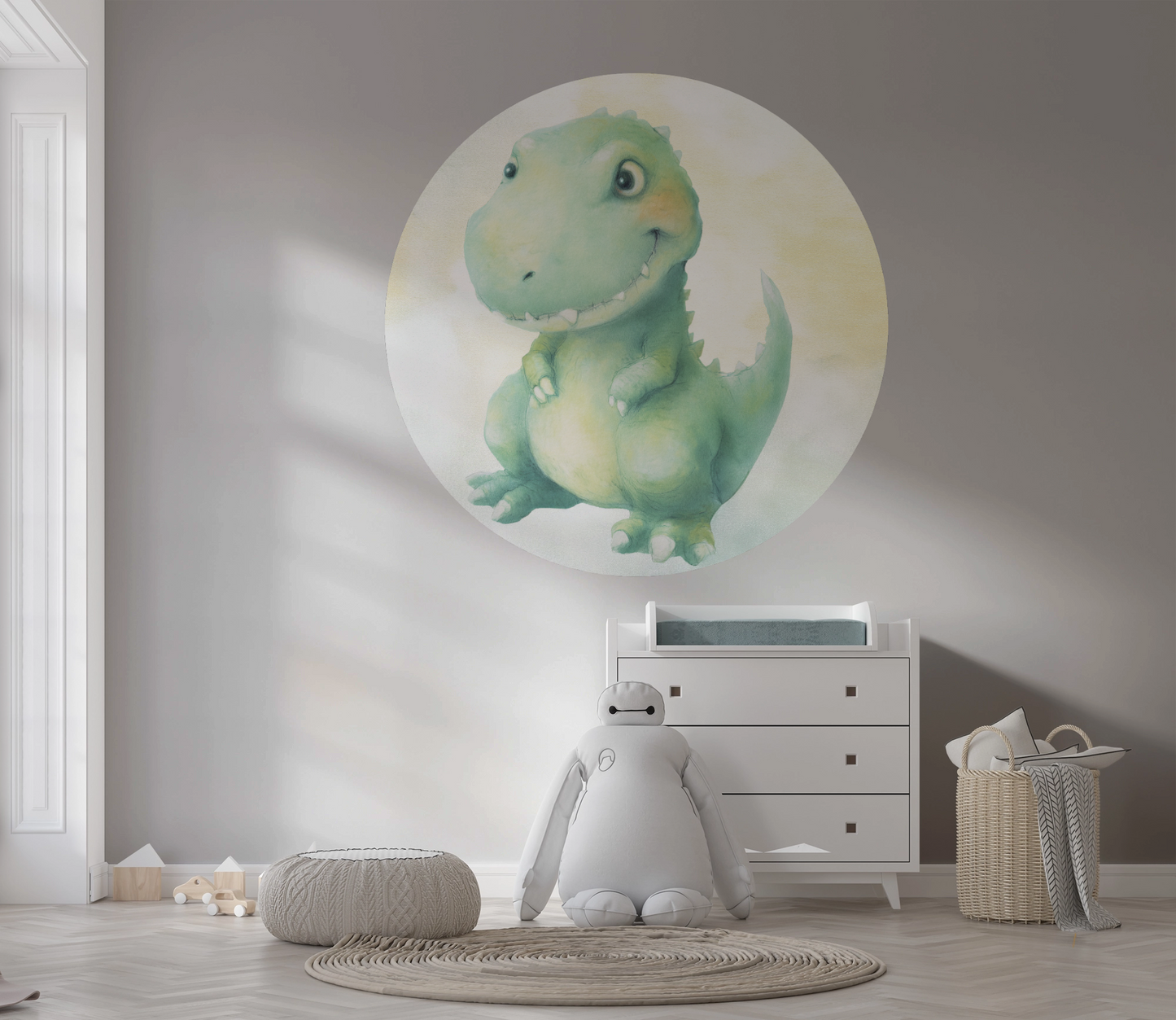 Wandsticker selbstklebend „Dot“ – Süßer Dinosaurier im Kreisdesign fürs Kinderzimmer  | Wall of Nova