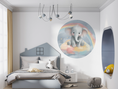 Wandsticker selbstklebend „Dot“ – Süßer Elefant im Kreisdesign fürs Kinderzimmer | Wall of Nova
