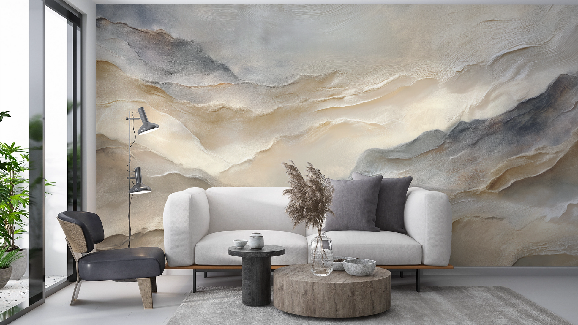 Sanfte abstrakte Gesteinsstruktur in Beige- und Sandtönen als elegante Wandtapete
