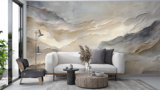 Sanfte abstrakte Gesteinsstruktur in Beige- und Sandtönen als elegante Wandtapete